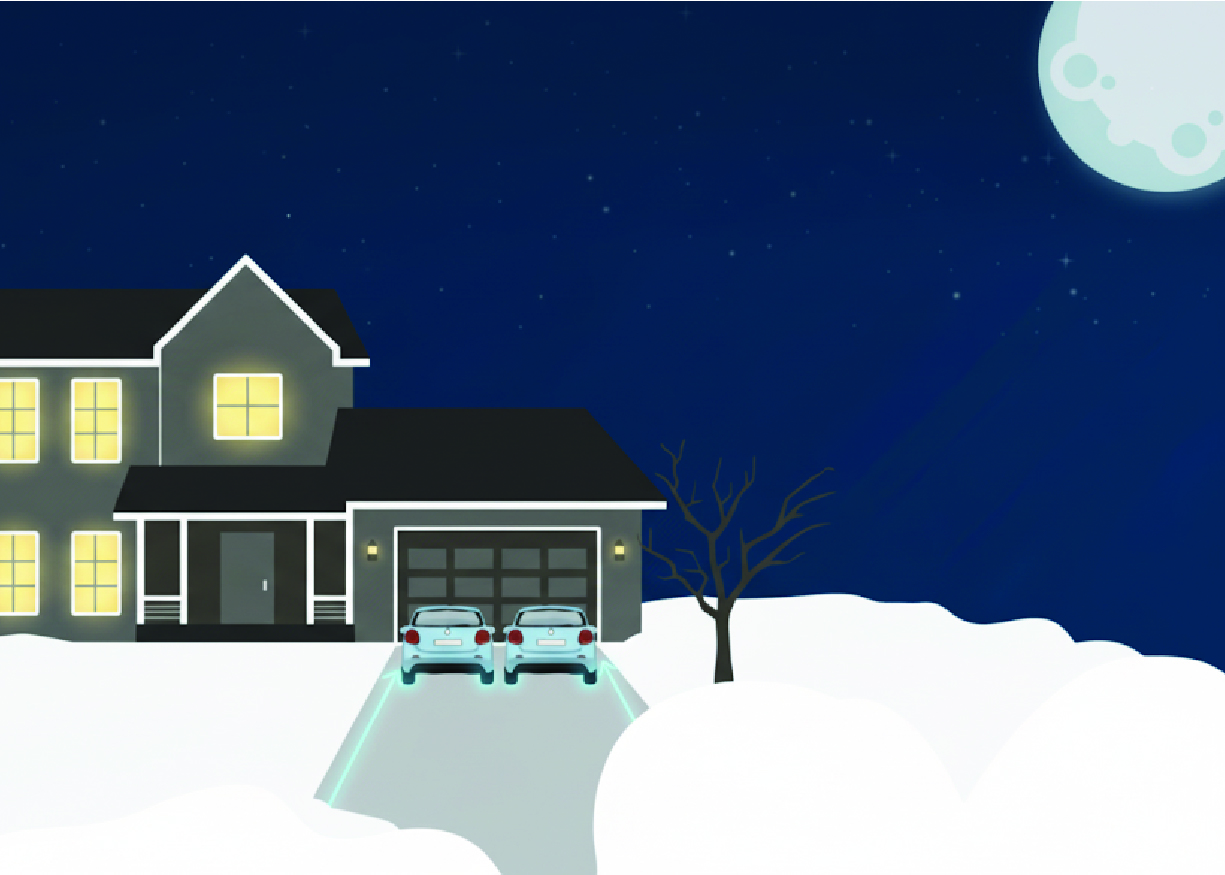 Correct parking - vehicles side by side tight to the house